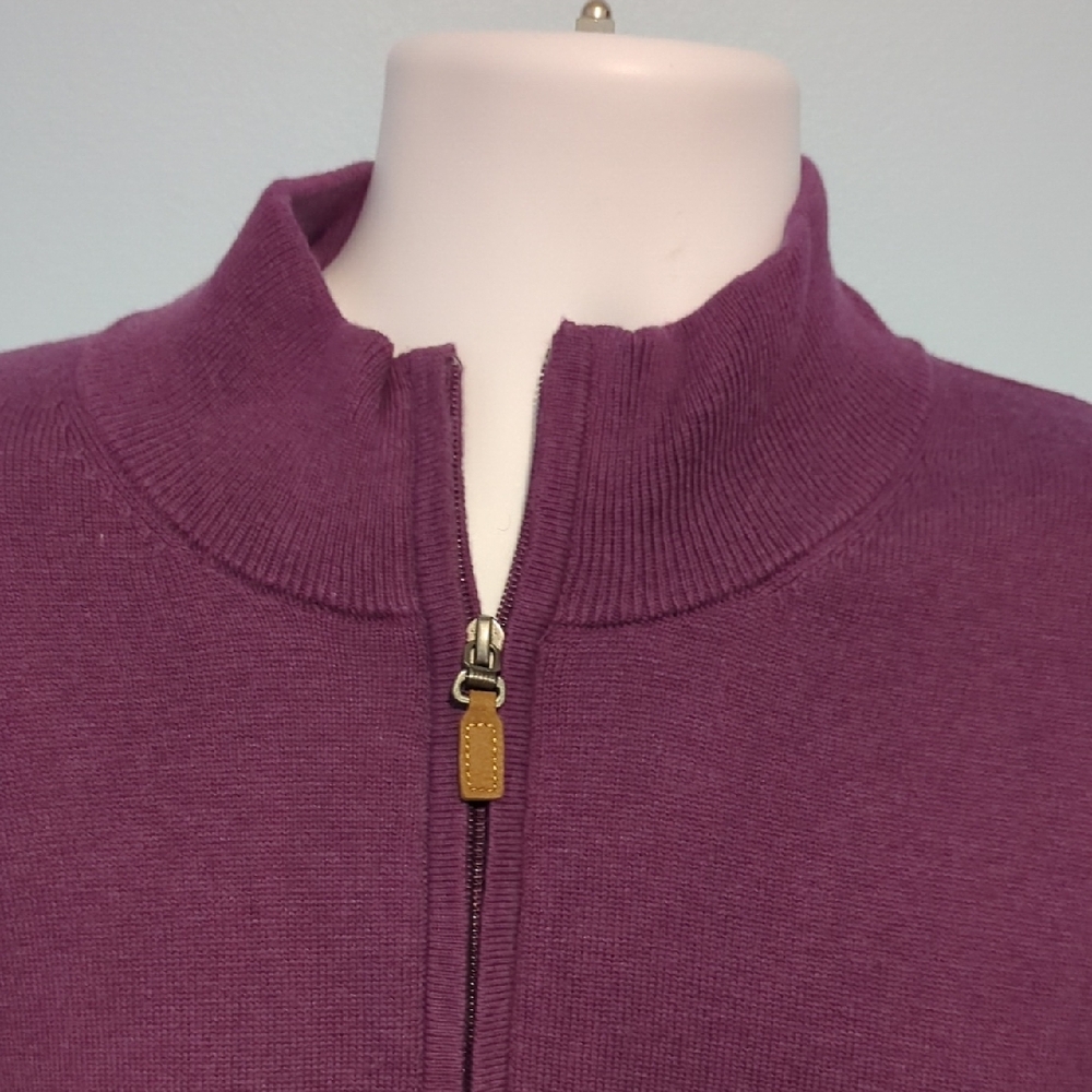 Roundtree & Yorke Men's Zip-Up Sweater in Deep Purple - Picture 2 of 5